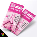 Custom ladies night event tickets | Perforated stubs | Pink lady pub female party