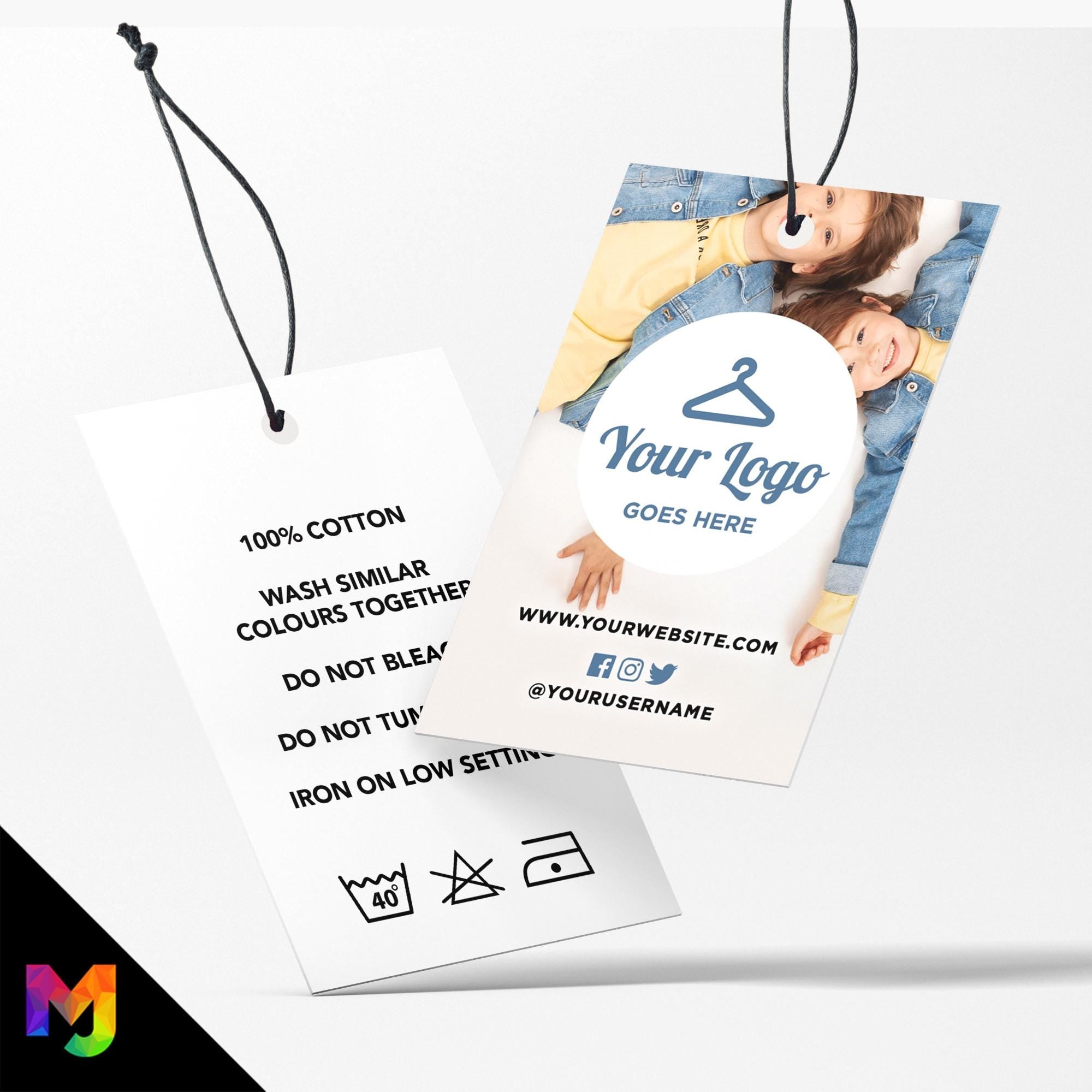 Custom printed clothing swing tags cards | Kids children fashion clothing style design