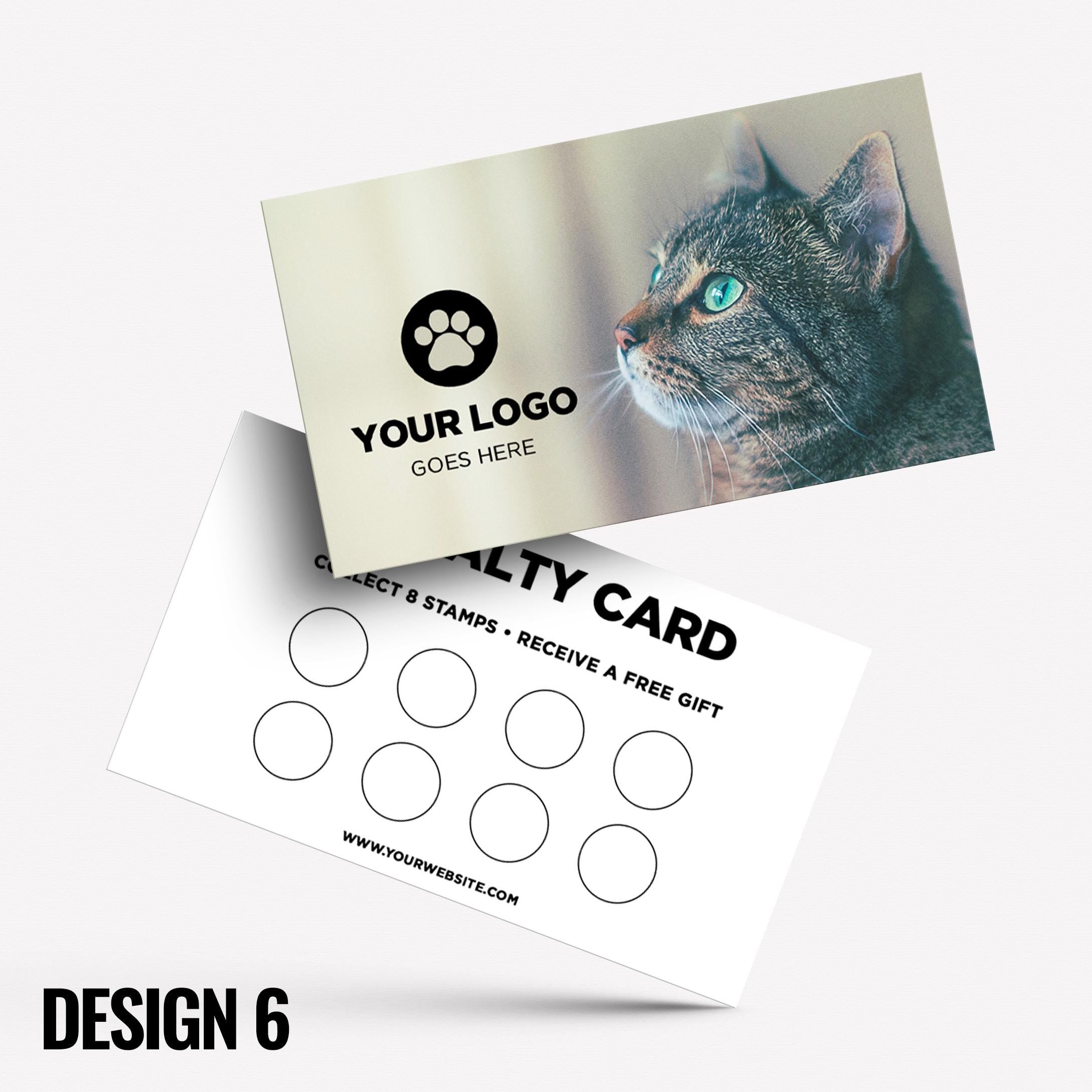 Custom printed loyalty reward cards | Dog Cat Pets Shop Pet Walking Grooming Printed Prints Animals Supplies Businesses