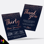 Personalised 30th birthday party Invitations Invites | Navy rose gold glitter style modern design