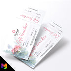 Custom printed gift vouchers | Perforated stubs | Pink green floral generic modern design rose flower elegant