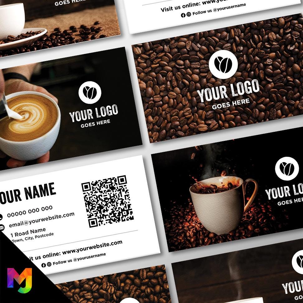 Custom Business Card Printing | Coffee shop cafe barista bistro restaurant kiosk drinks hot mug cup takeaway businesses
