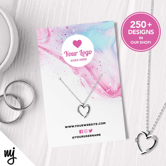 Custom Jewellery Backing Card Printing | Pink Blue Wax Paint Abstract Style
