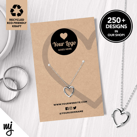 Custom Kraft Jewellery Backing Card Printing | Eco Recyclable Love Heart Design