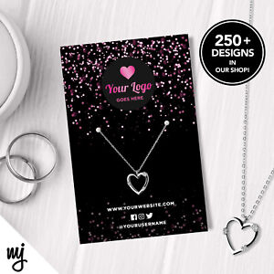 Custom Jewellery Backing Card Printing | Black Hot Pink Glitter Style Design