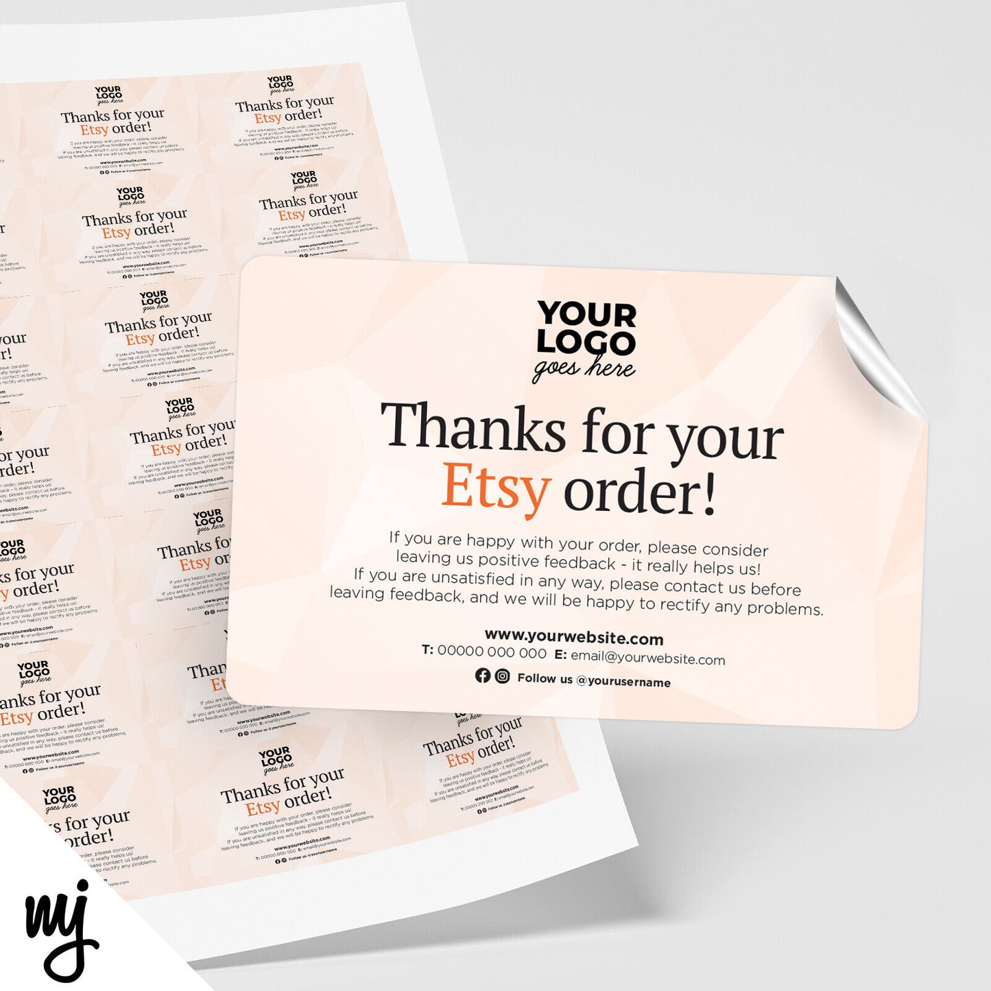 CUSTOM THANK YOU FOR YOUR ETSY ORDER RECTANGLE STICKER PRINTING | YOUR LOGO!