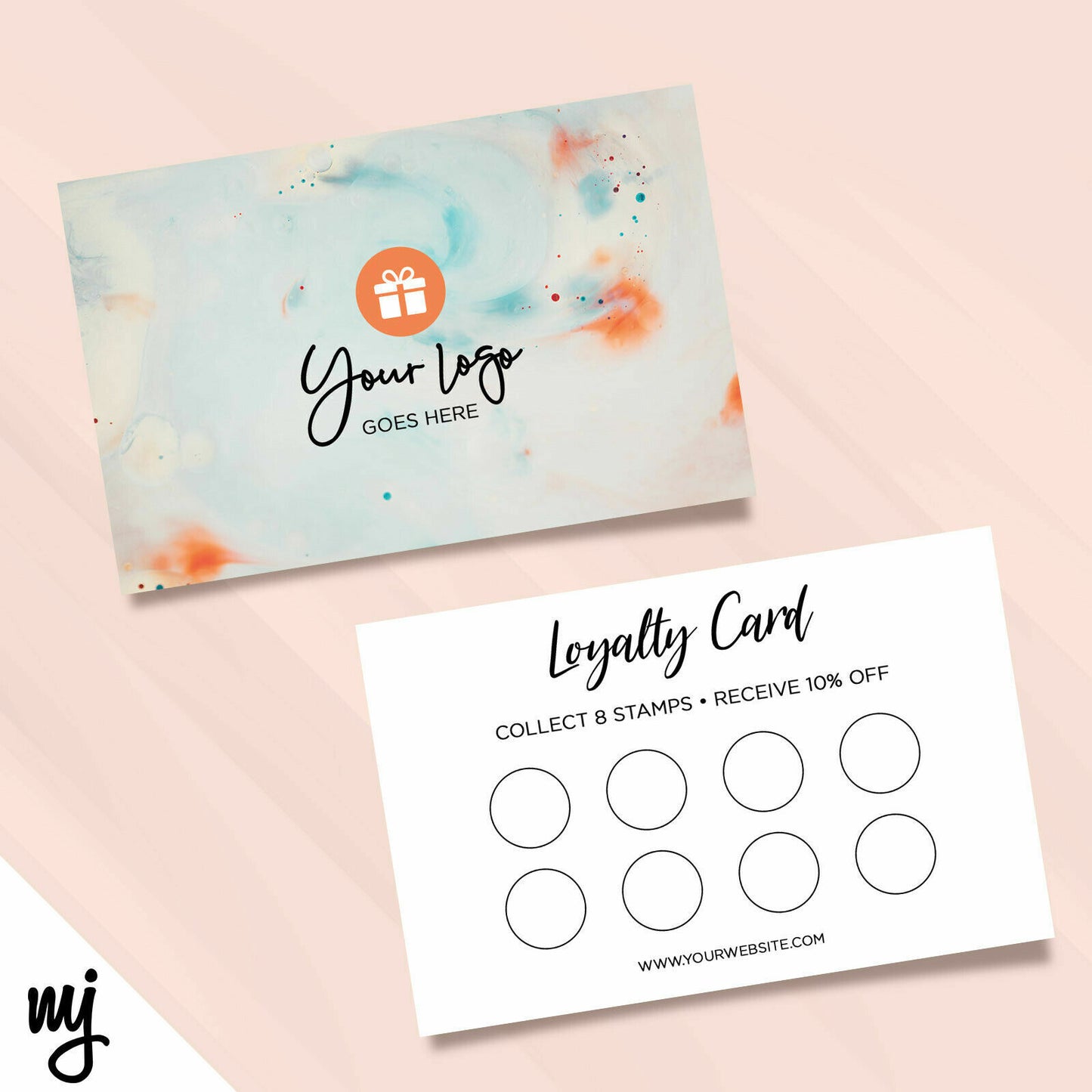 Custom Loyalty Card Printing | Orange Blue Water Paint Droplets Splash Abstract