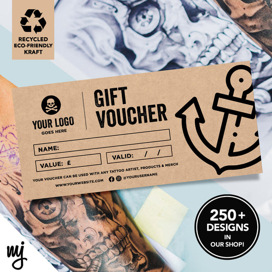 Custom Recyclable Kraft Gift Vouchers | Tattoo Artist Shop Studio Ink Tat 02