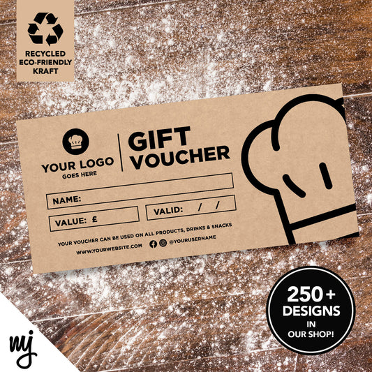 Custom Eco Recyclable Kraft Gift Vouchers | Bakery Cake Bread Shop Food Cafe 01