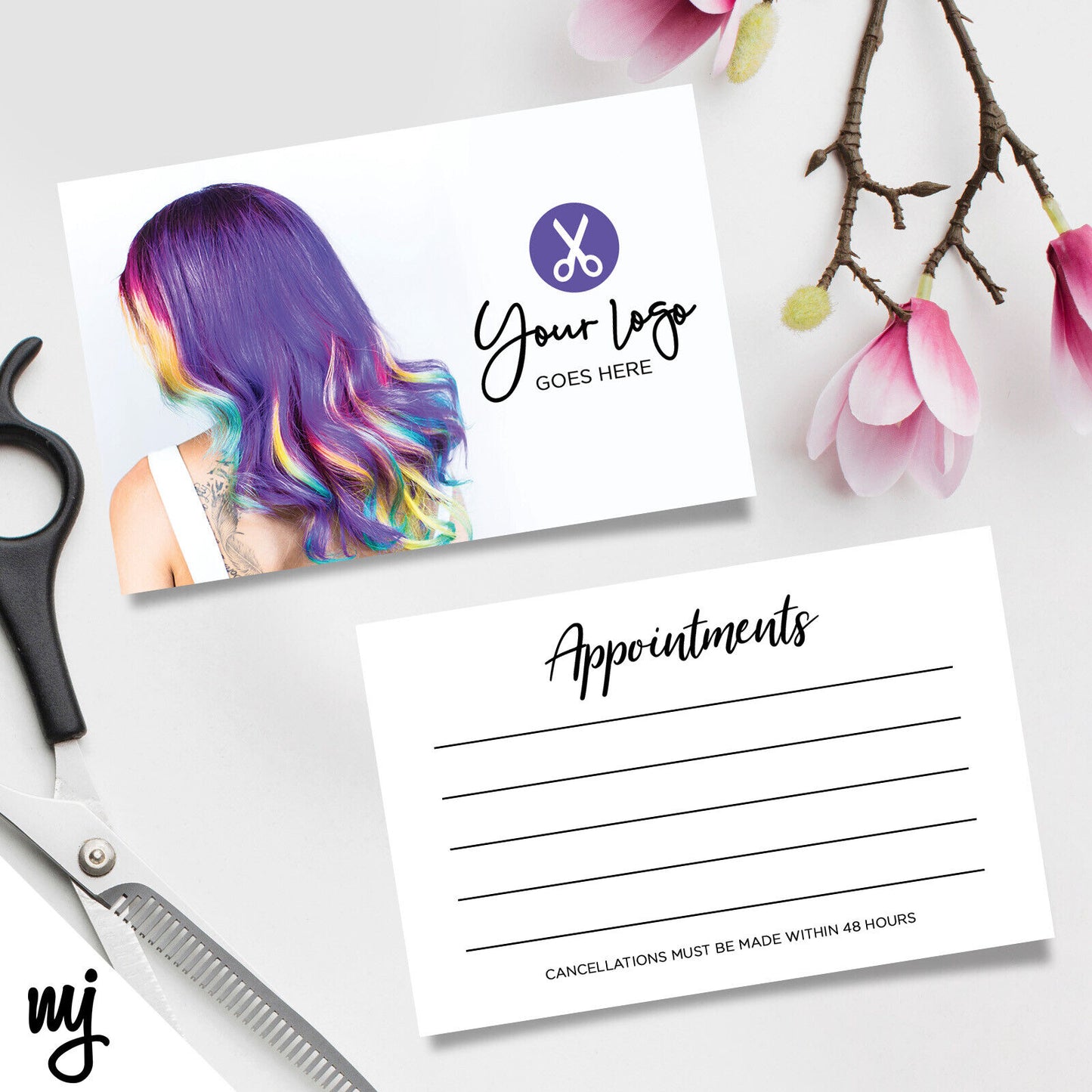 Custom Appointment Card Printing | Salon Hair Hairdresser Business Purple 11