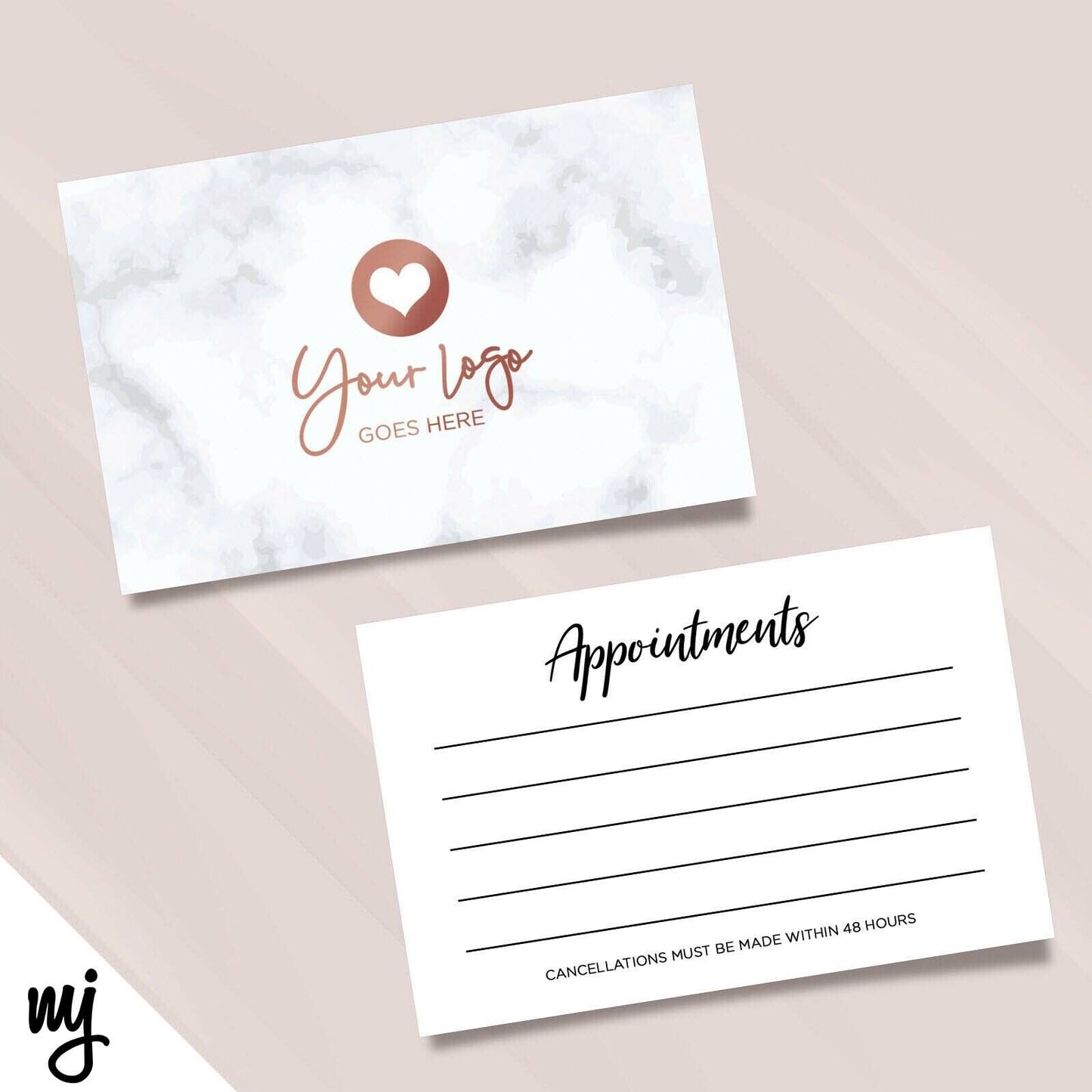 Custom Appointment Card Printing | Marble Rose Gold Generic Modern Design