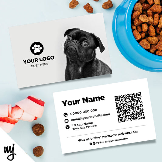 Custom Business Card Printing | Dog Walking Sitter Pet Shop Supplies Pug