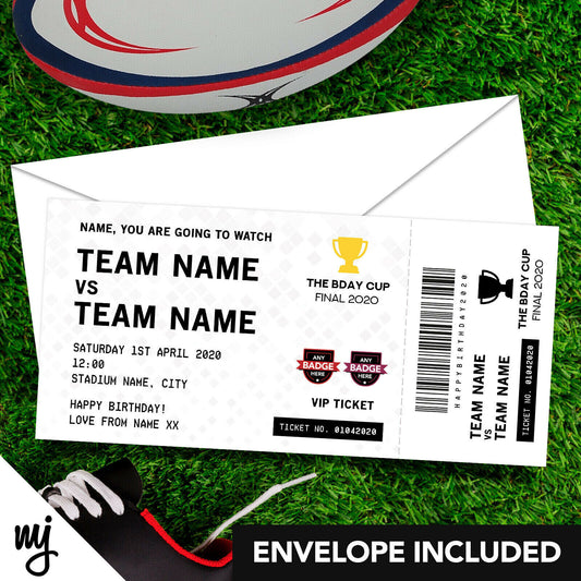 Personalised Mock Rugby Ticket Gift