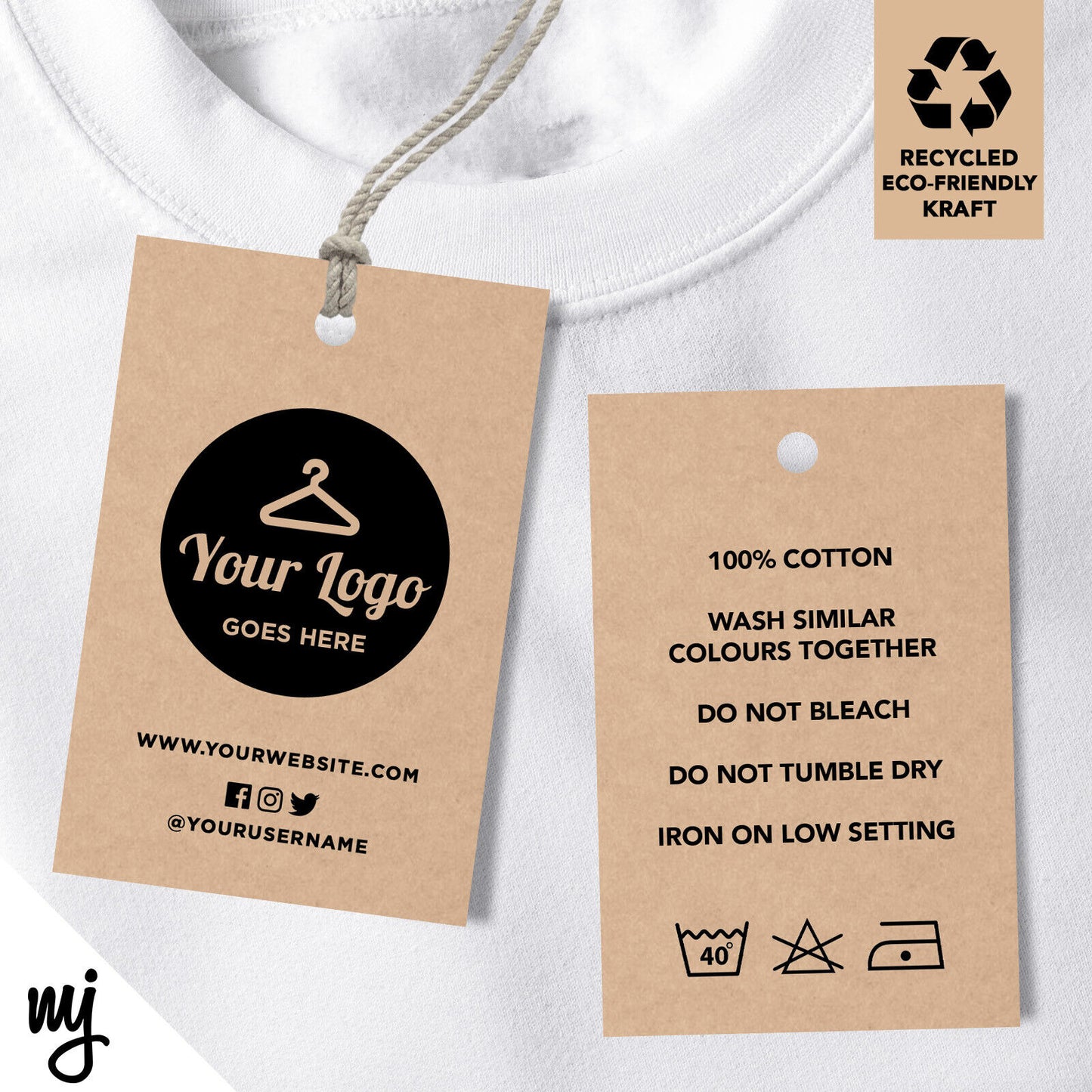 Custom Kraft Clothing Swing Tags Cards Printing | Eco Friendly Recyclable