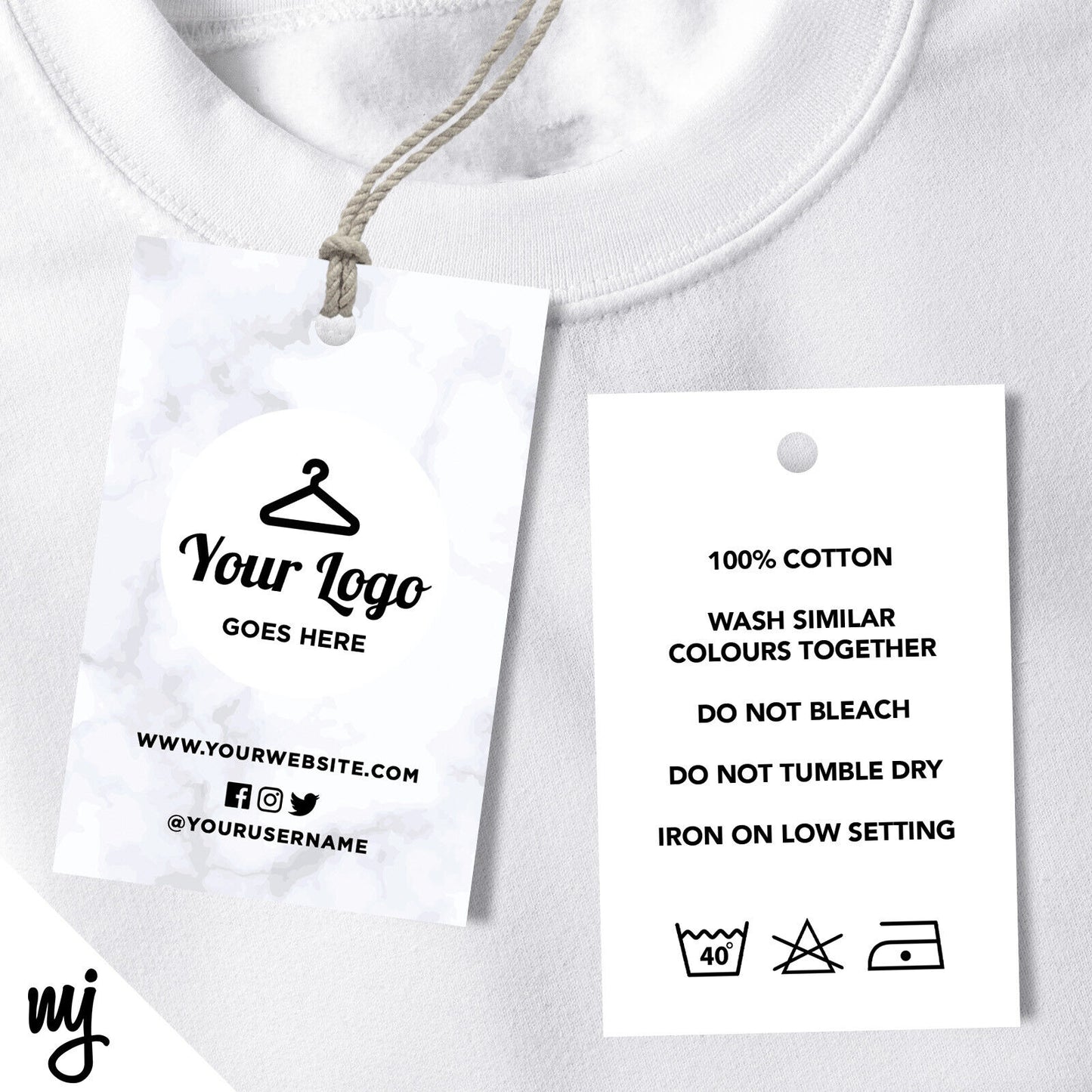 Custom Clothing Swing Tags Cards Printing | Marble Black Modern Style