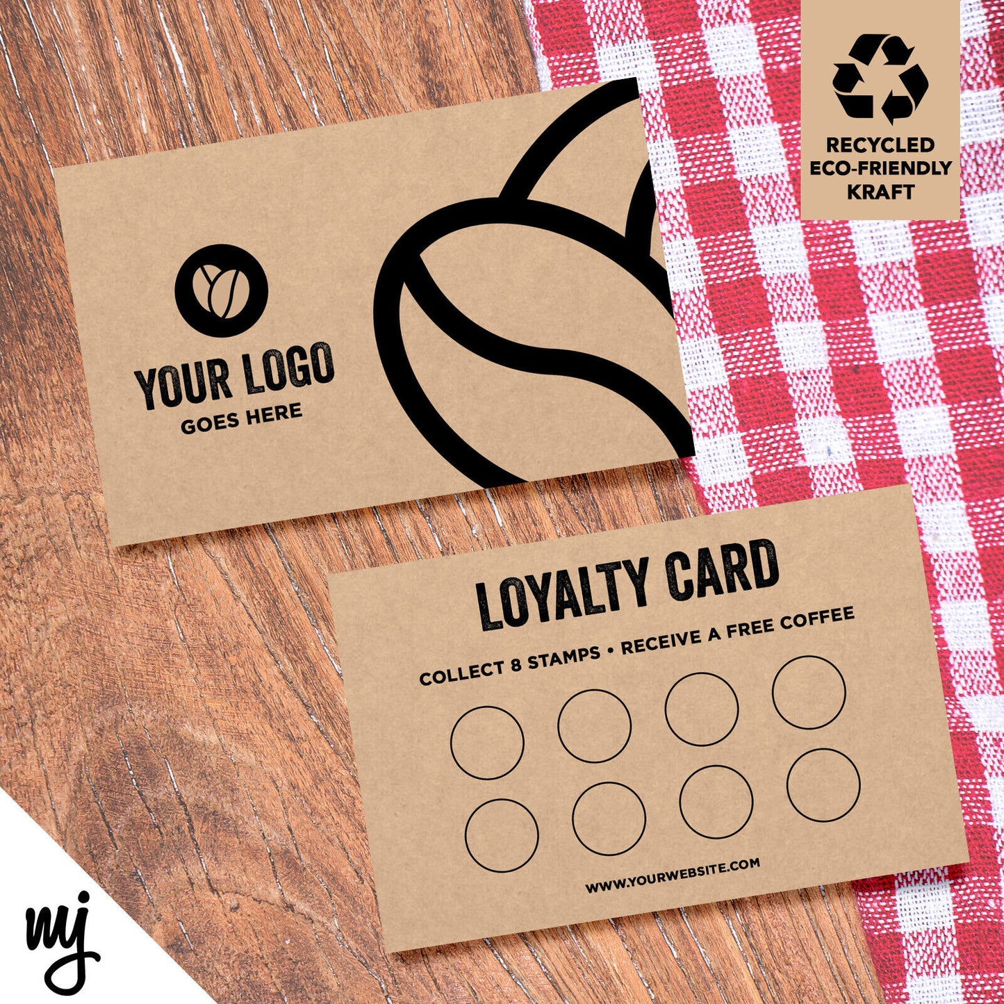 Kraft Loyalty Cards Eco Recyclable | Coffee Cafe Restaurant Business 01