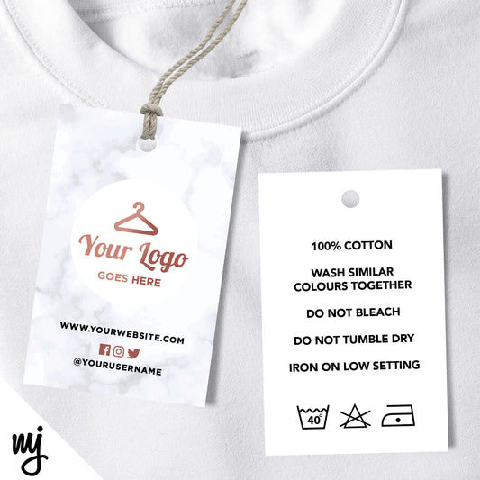 Custom Clothing Swing Tags Cards Printing | Marble Rose Gold Modern Style