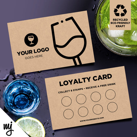 Kraft Loyalty Cards Eco Recyclable | Wine Bar Pub Restaurant Food Drink 01