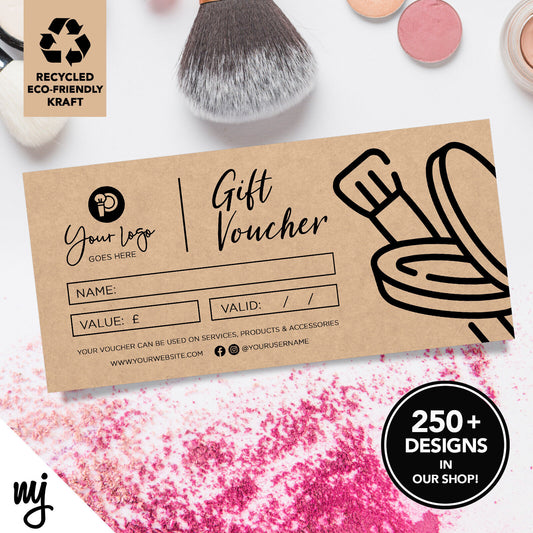 Custom Recyclable Kraft Gift Vouchers | Make Up Artist Beauty Aesthetics Mua 1