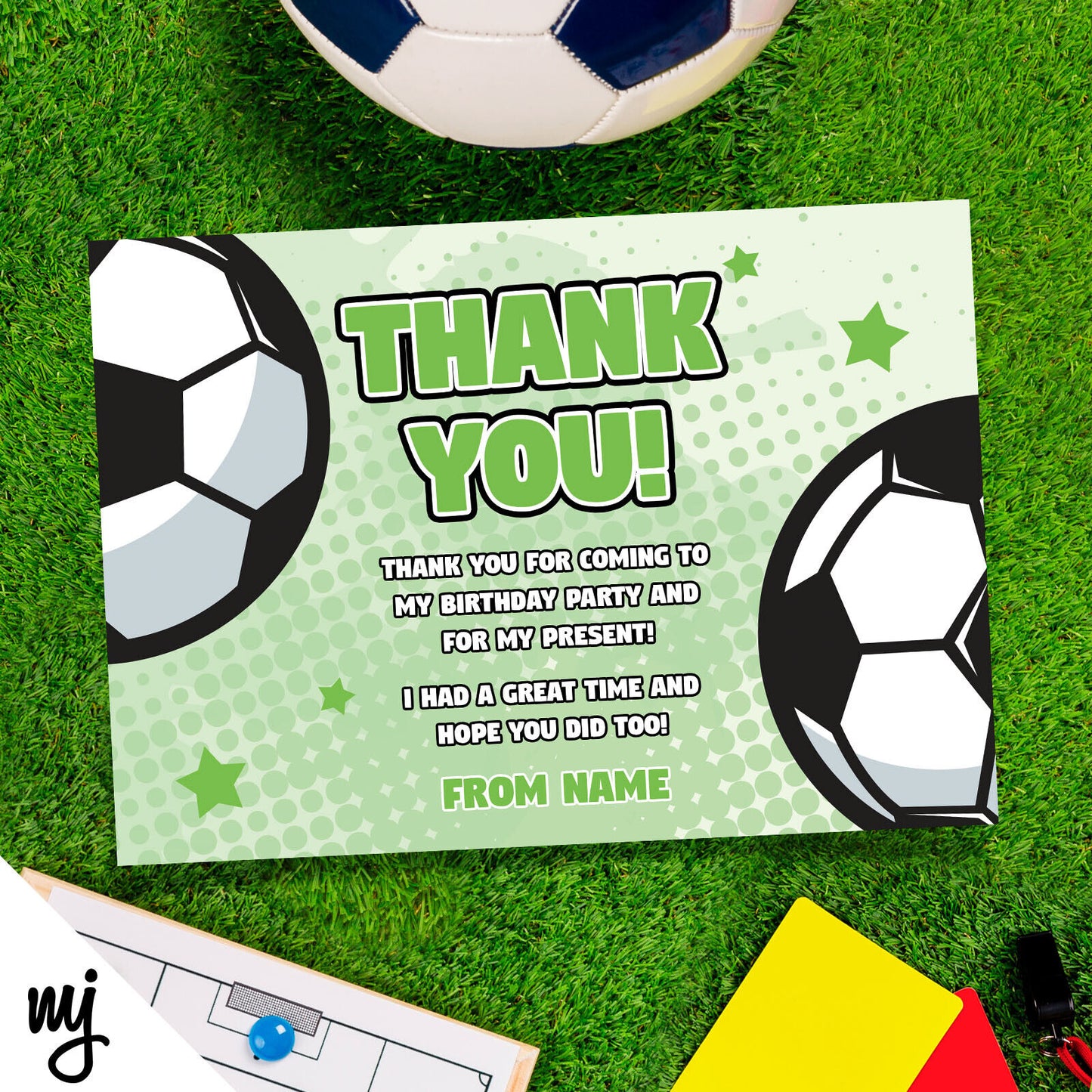 Personalised Football Soccer Sports Birthday Party Invitations & Thank You Cards