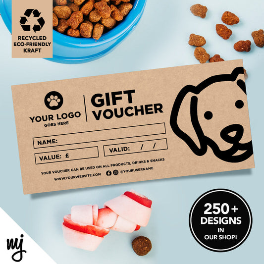 Custom Recyclable Kraft Gift Vouchers | Pet Shop Supplies Dog Walking Sitting