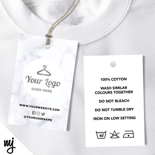 Custom Clothing Swing Tags Cards Printing | Marble Silver Modern Style