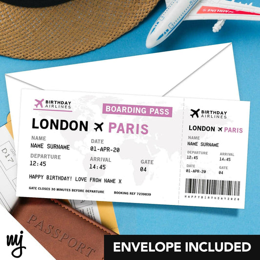 Personalised Mock Plane Ticket Gift