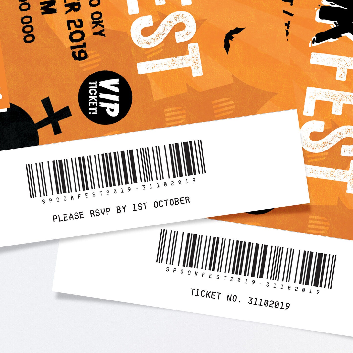 Personalised 'spookfest' Halloween Festival Ticket Style Party Invitations