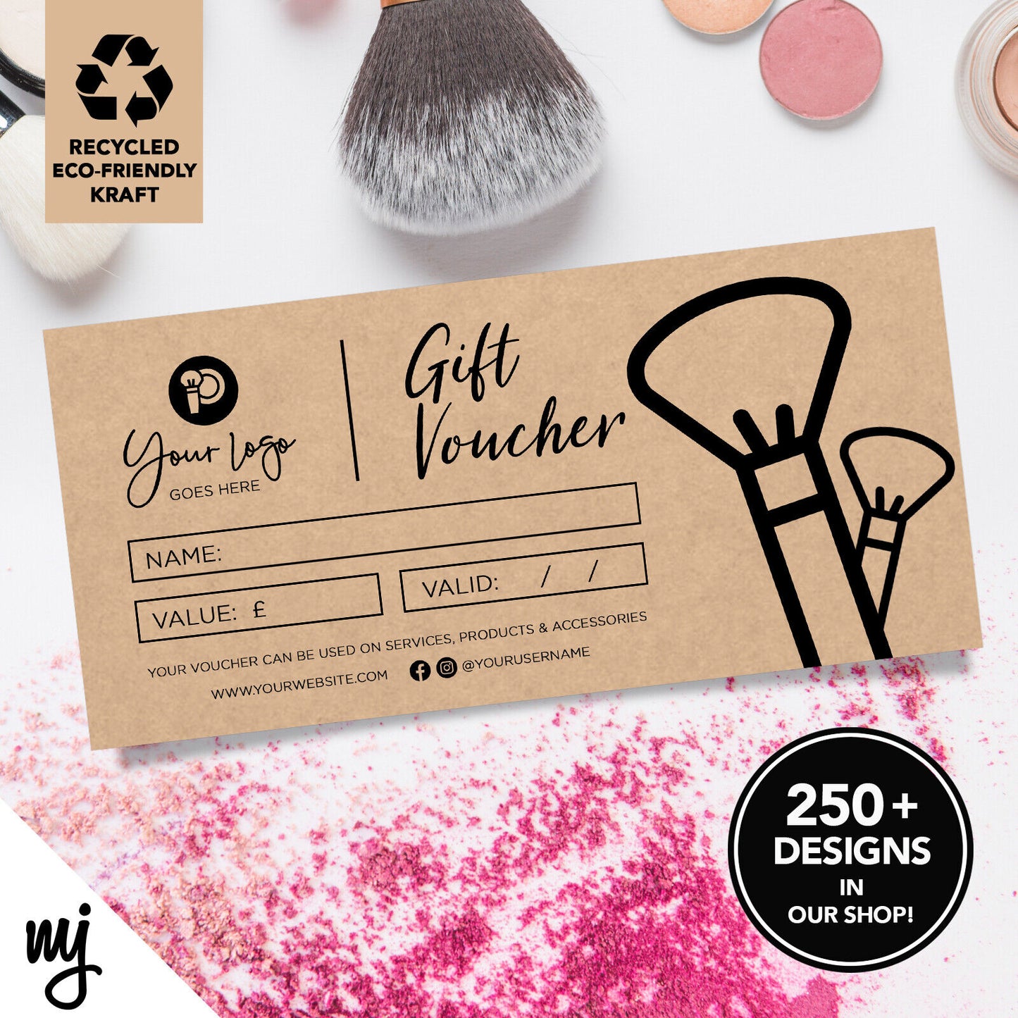 Custom Recyclable Kraft Gift Vouchers | Make Up Artist Beauty Aesthetics Mua 2