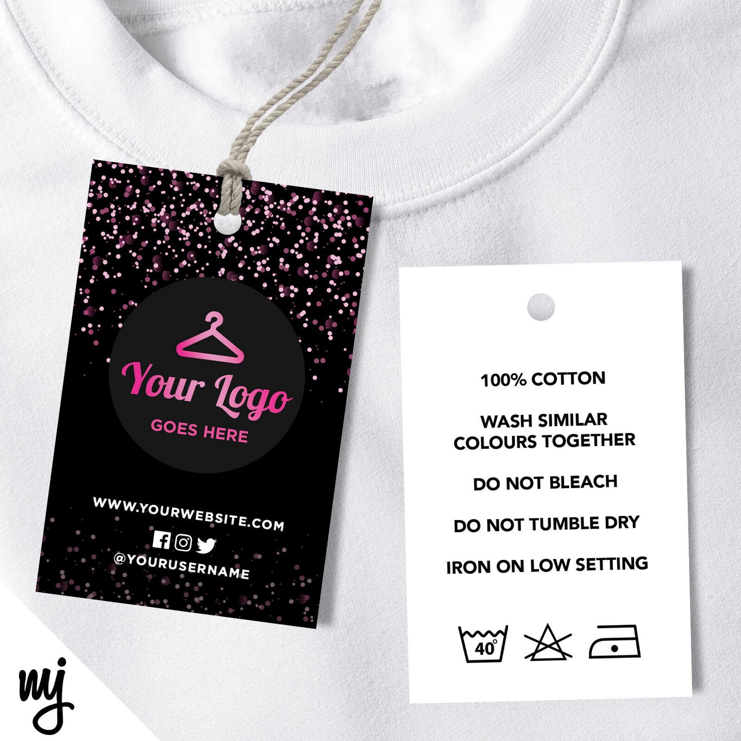 Black Pink Glitter Swing Tags