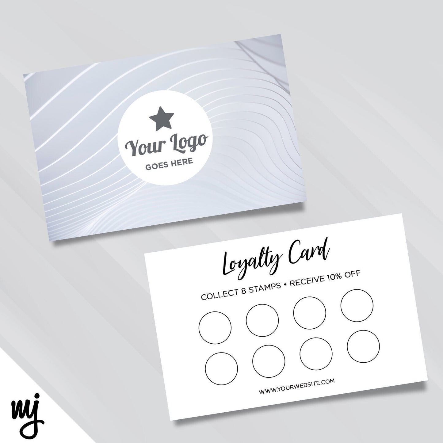 Custom Loyalty Card Printing | Grey Silver Blue Swirl Modern
