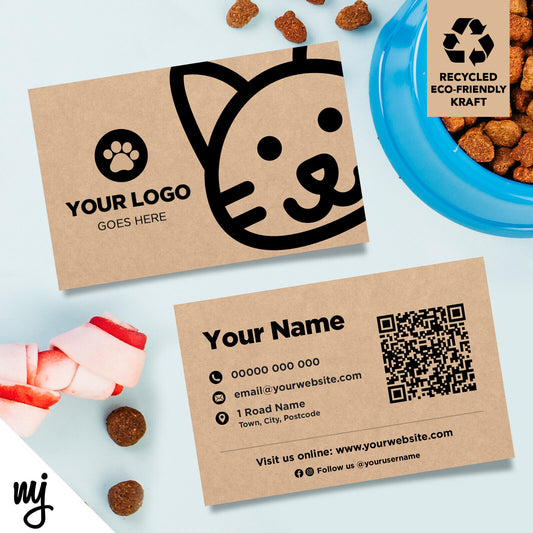 Kraft Business Cards Eco Recyclable | Pet Shop Supplies Cat Kitten Sitting 01
