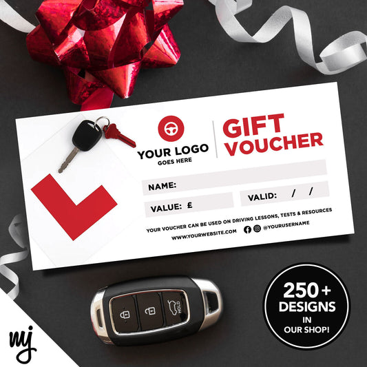 Custom Printed Business Gift Vouchers | Driving School Lesson Car Learner 02