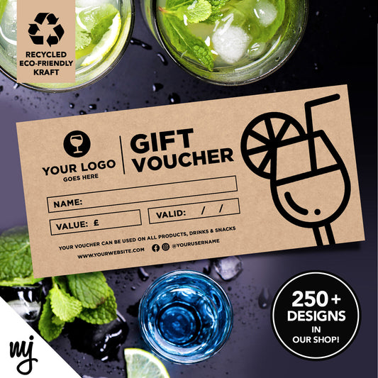 Custom Recyclable Kraft Gift Vouchers | Cocktail Bar Pub Restaurant Drink 03