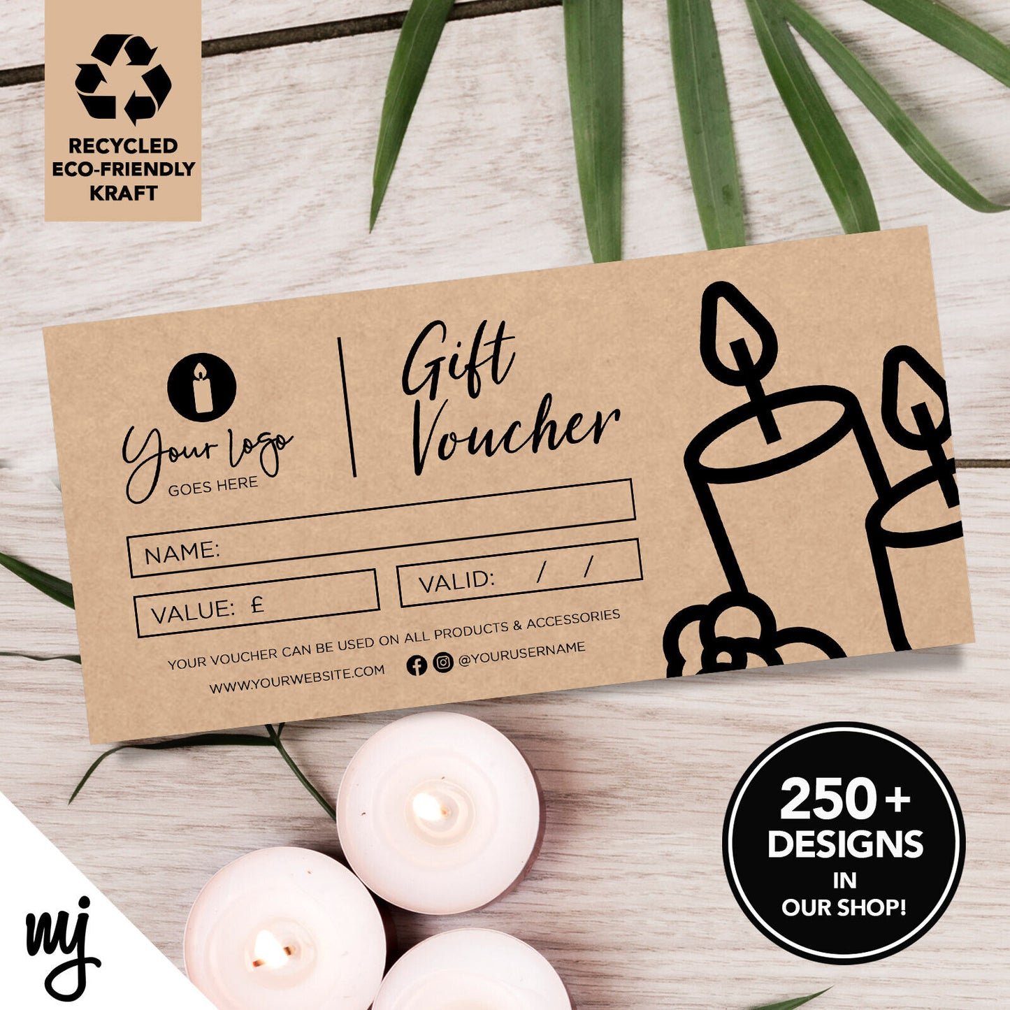 Custom Recyclable Kraft Gift Vouchers | Candles Candle Wax Melt Scent Soy 02