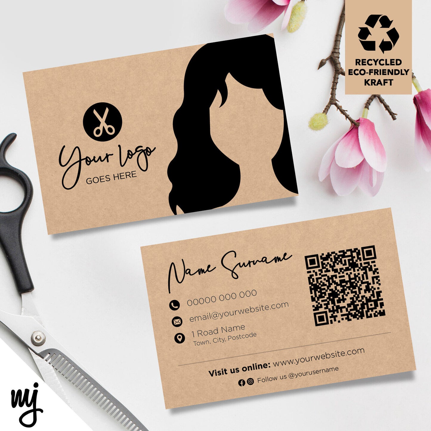 Kraft Business Cards Eco Recyclable | Hairdresser Hair Salon Business Women 02