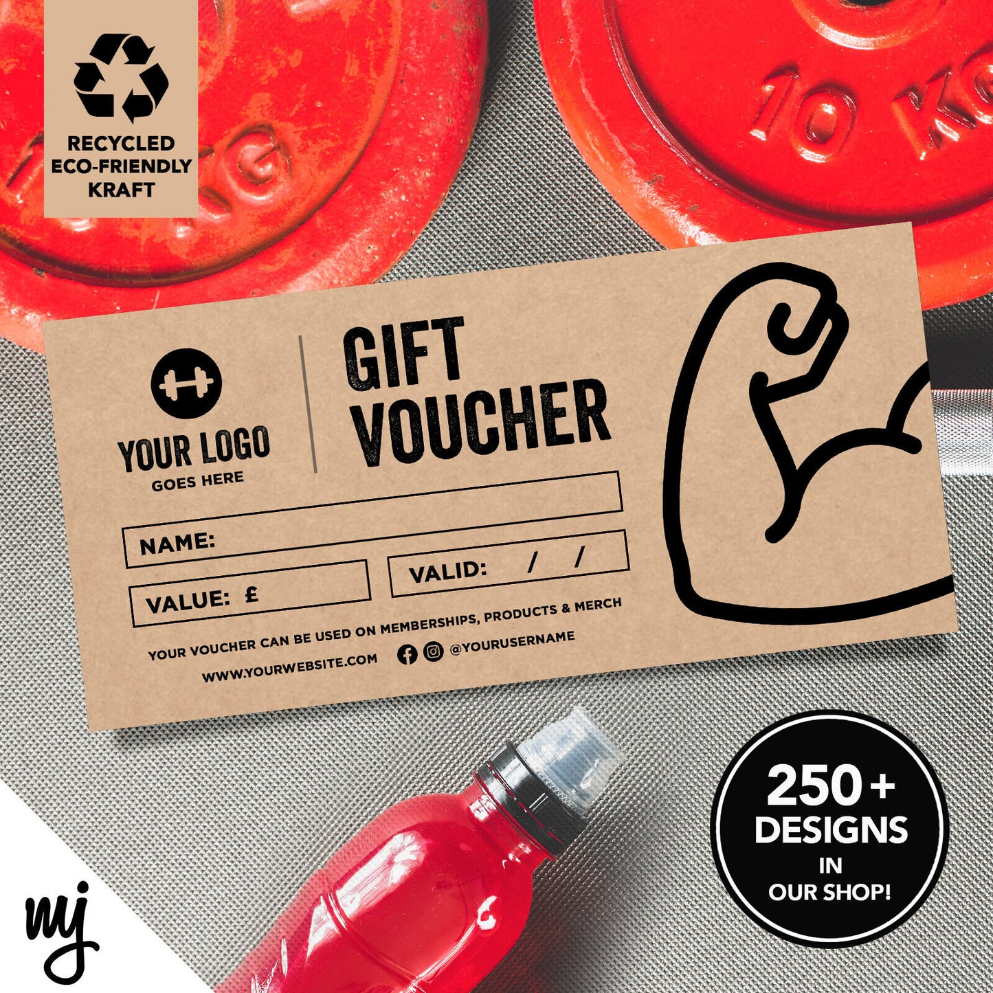 Custom Recyclable Kraft Gift Vouchers | Gym Personal Trainer Fitness Health 02