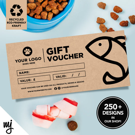 Custom Recyclable Kraft Gift Vouchers | Pet Shop Supplies Fish Fishing 02