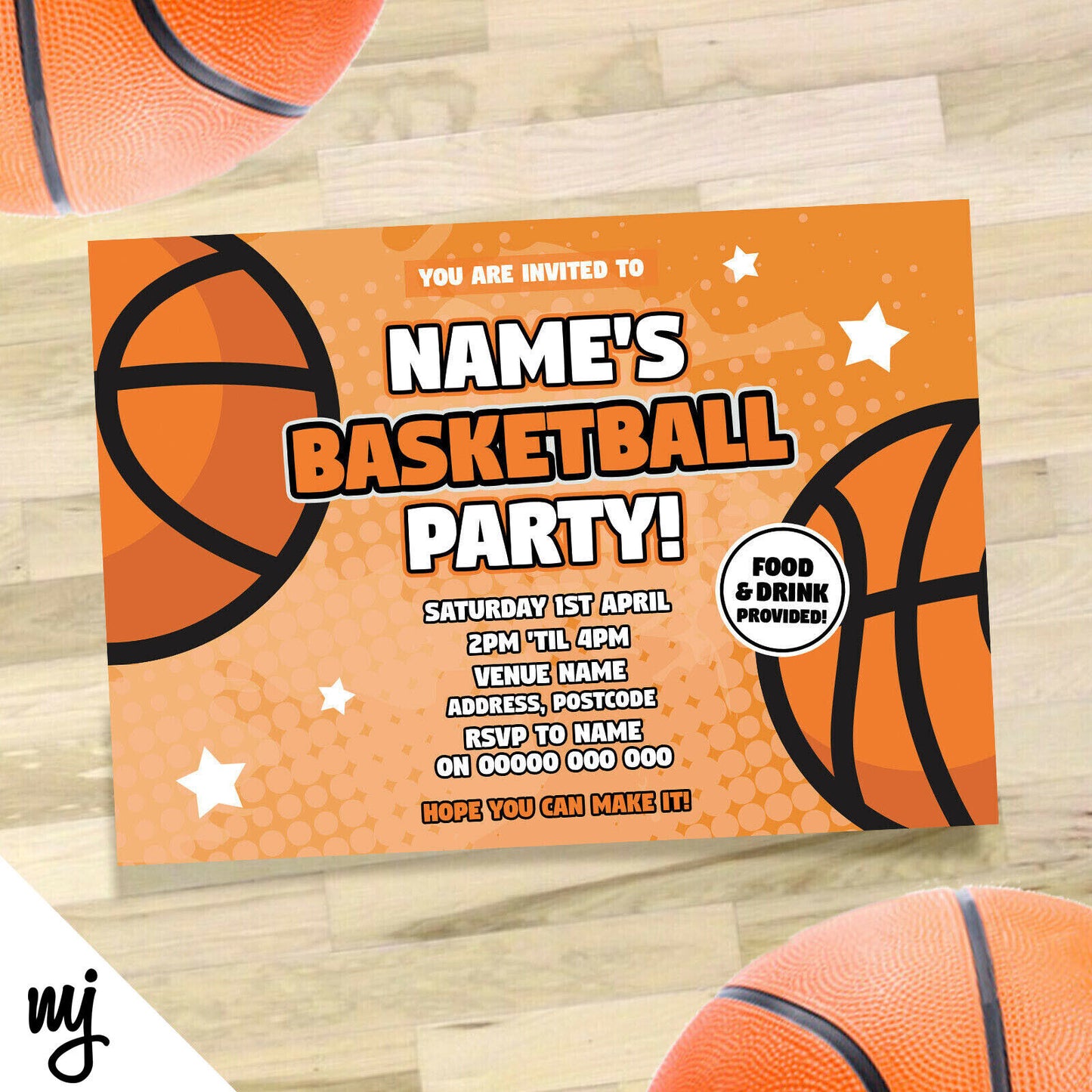 Personalised Basketball Sports Birthday Party Invitations & Thank You Cards