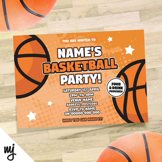 Personalised Basketball Sports Birthday Party Invitations & Thank You Cards