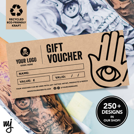 Custom Recyclable Kraft Gift Vouchers | Tattoo Artist Shop Studio Ink Tat 03