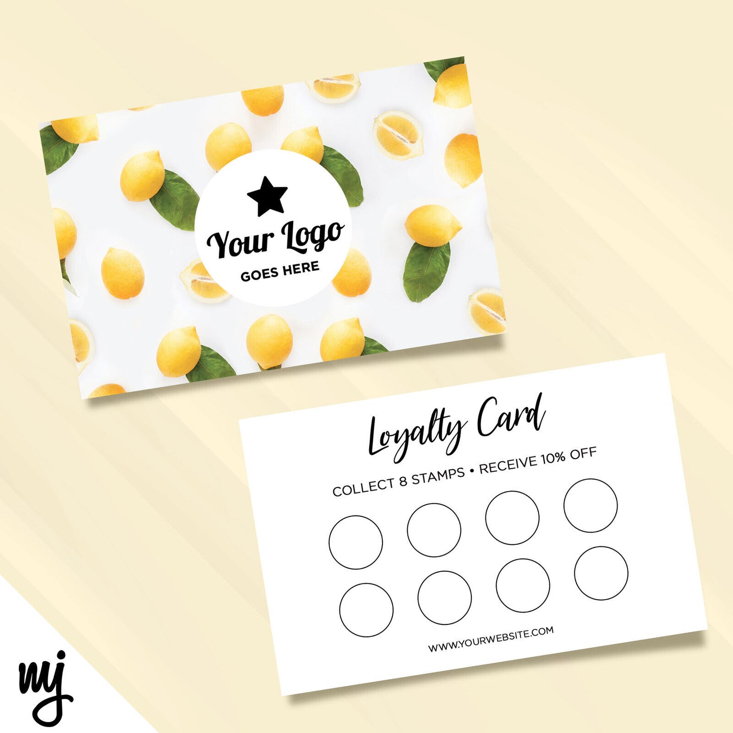 Custom Loyalty Card Printing | Yellow Lemons Fruit Fruity Pattern