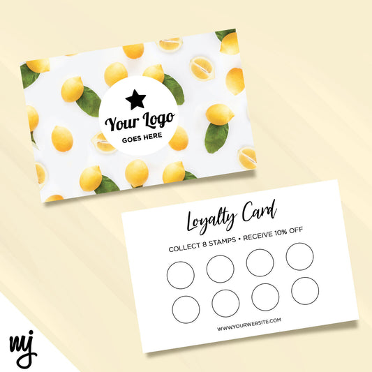 Custom Loyalty Card Printing | Yellow Lemons Fruit Fruity Pattern