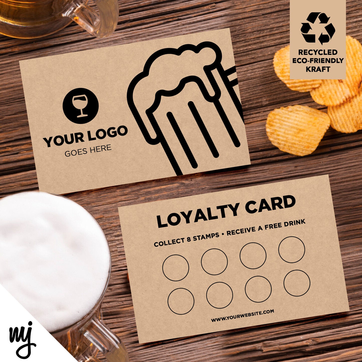 Kraft Loyalty Cards Eco Recyclable | Bar Restaurant Pub Beer Wine Snacks 02