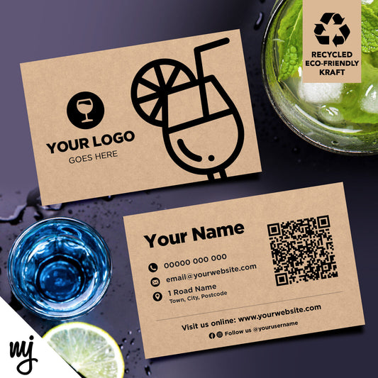 Kraft Business Cards Eco Recyclable | Cocktail Bar Pub Restaurant Food Drink 03