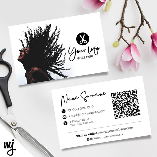Custom Business Card Printing | Salon Hair Hairdresser Business Women Afro 08