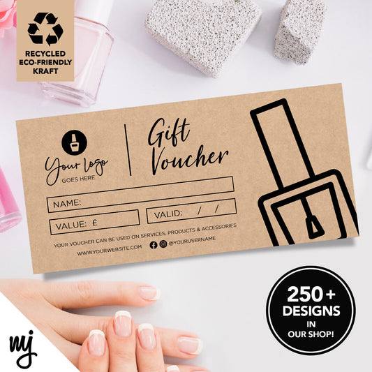 Custom Recyclable Kraft Gift Vouchers | Nail Technician Nails Beauty Therapy 1