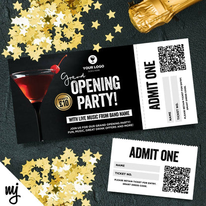 Custom Pub Bar Opening Party Reopening Ticket Printing | Perforated Stubs | 02