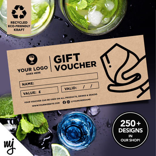 Custom Recyclable Kraft Gift Vouchers | Wine Bar Pub Restaurant Food Drink 02