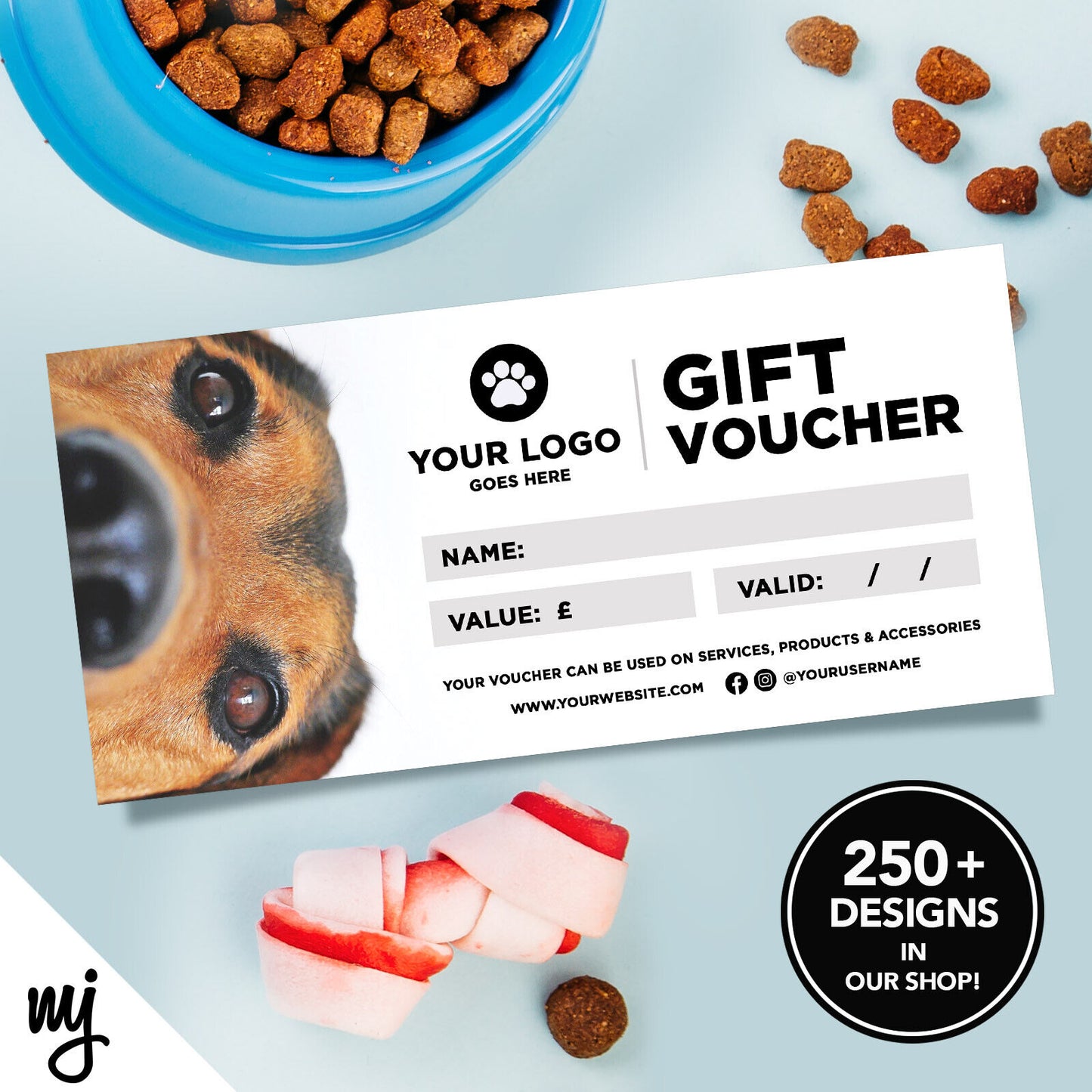 Custom Printed Business Gift Vouchers | Dog Walking Sitter Pet Shop Supplies